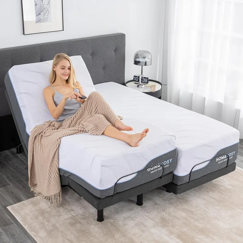 Vipbear Split King Adjustable Bed Base with Mattress